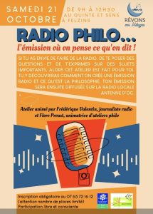 Flyer de l'atelier Radio-Philo à Felzins (Lot).