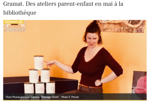 Articile de la Dépêche présentant le programme de mai de la médiathèque de Gramat dont L'Heure du conte à Gramat
