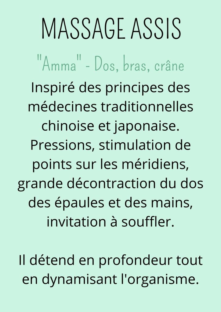 Présentation du massage assis amma, proposé par Les Empreintes - Flore Proust, massages bien-être sur Figeac et Capdenac-Gare.